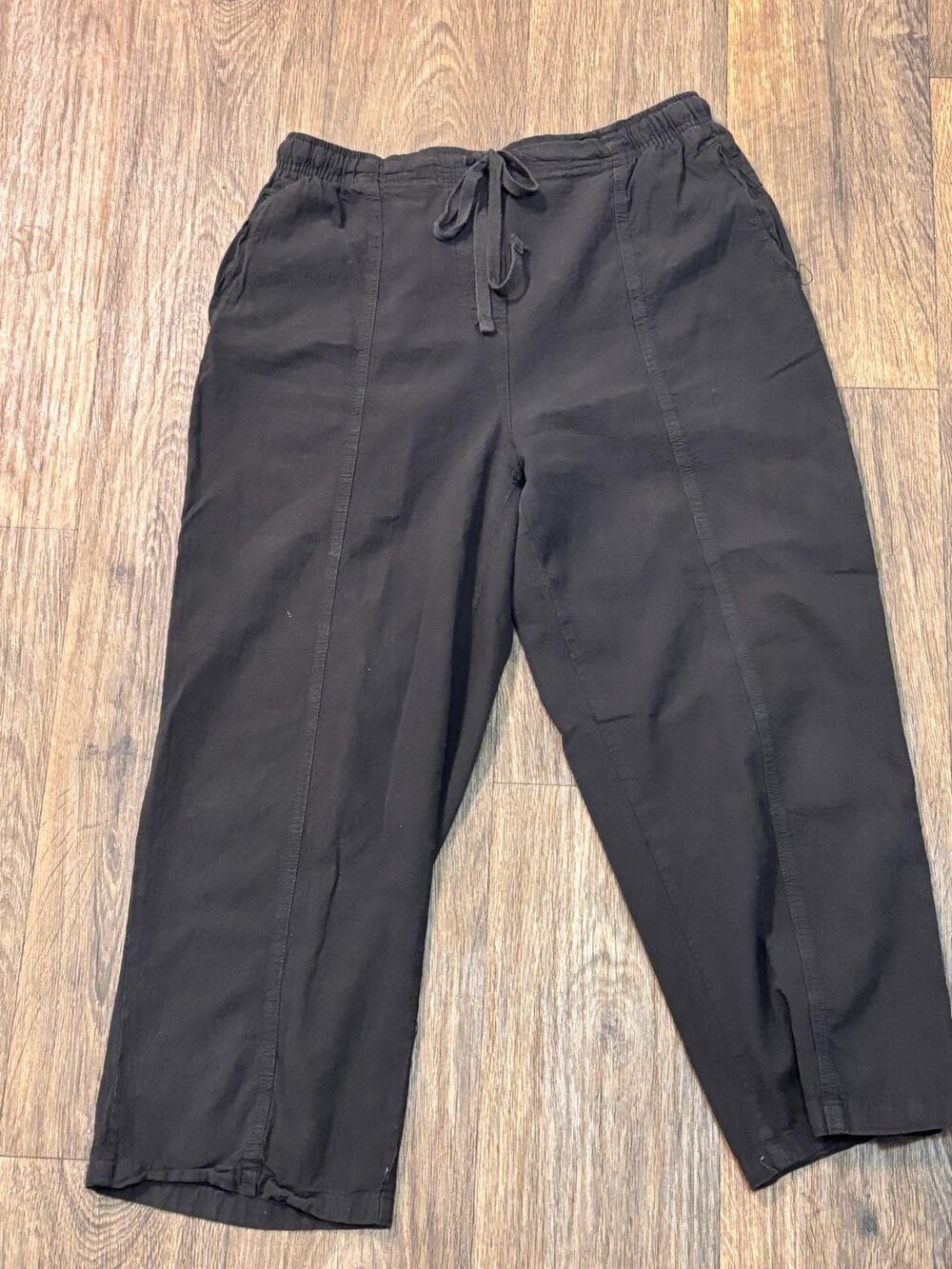Laura Scott Womens Black Drawstring Carey Capri Pants Stretchy Medium M